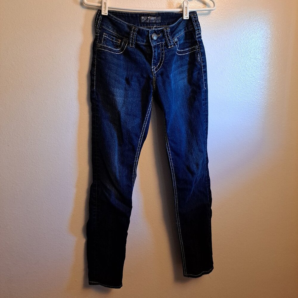 Silver Suki Skinny Flap Pocket Jeans With Embroidery - Picture 3 of 9